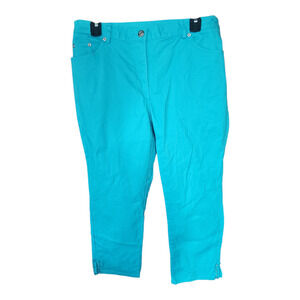 Hearts of Palm Turquoise Studded Capri Pants Size 10